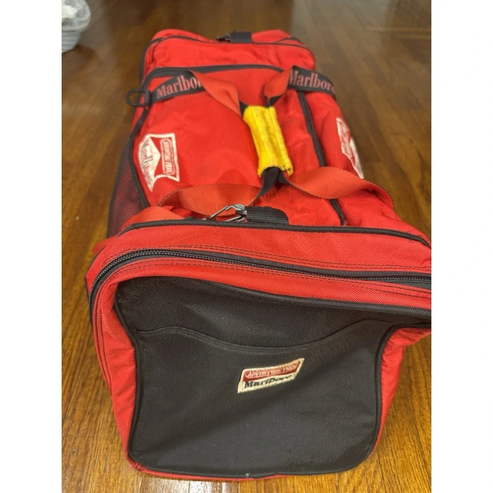 Vintage Marlboros Red and Black Duffle Bag Rare 90s Travel Bag Luggage